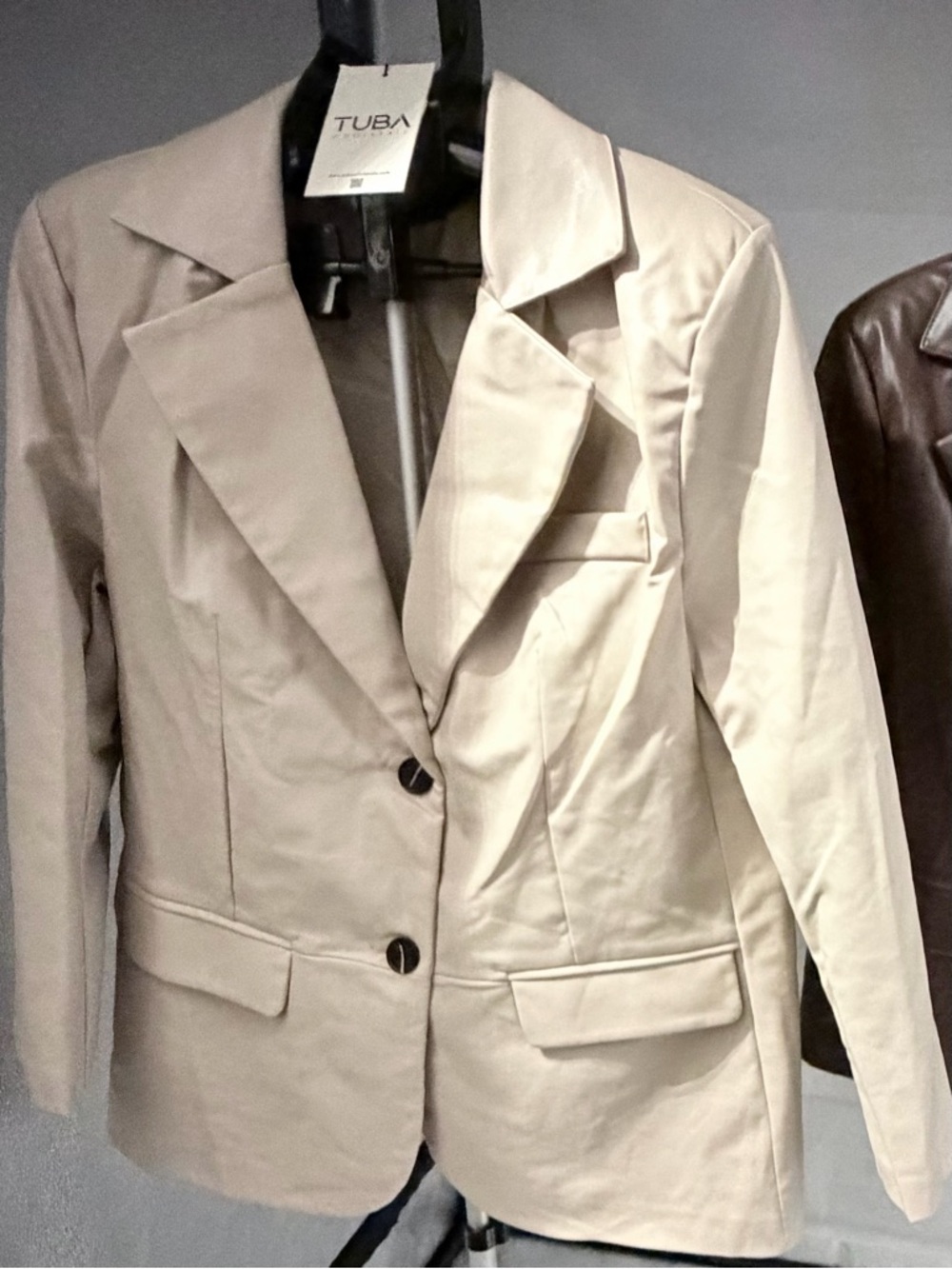 TUBA Women's Designer Cream Lined Blazer Jacket made in Turkey NWT Size Large